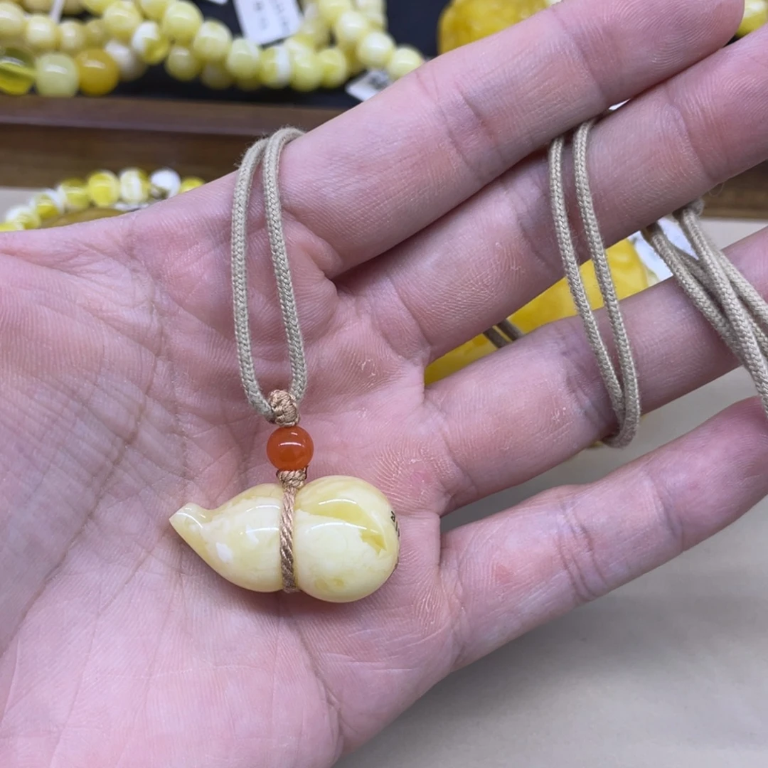 琥珀未镶嵌手链蜜蜡葫芦吊坠