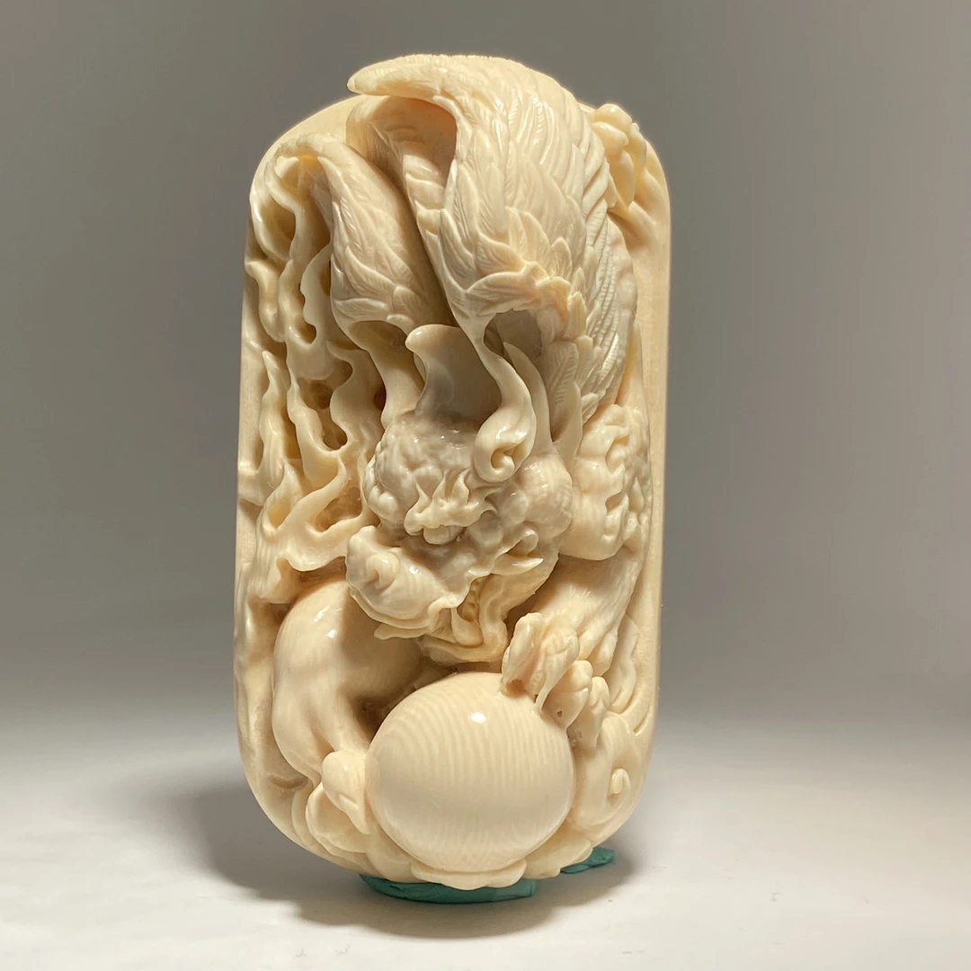 猛犸牙雕白冰料貔貅抱珠77*41*34mm吊坠假一罚四X1276