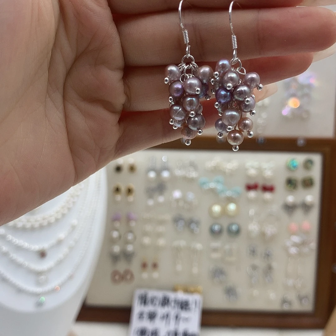 淡水珍珠耳饰银S925镶嵌