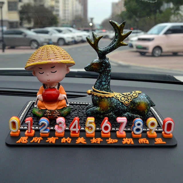 临时停车号码牌挪车电话牌创意移车牌汽车内装饰品摆件一路平安鹿