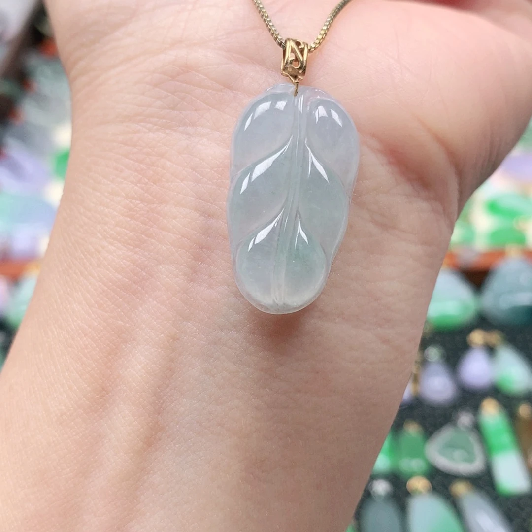 吊坠(不含链)18K金镶嵌翡翠