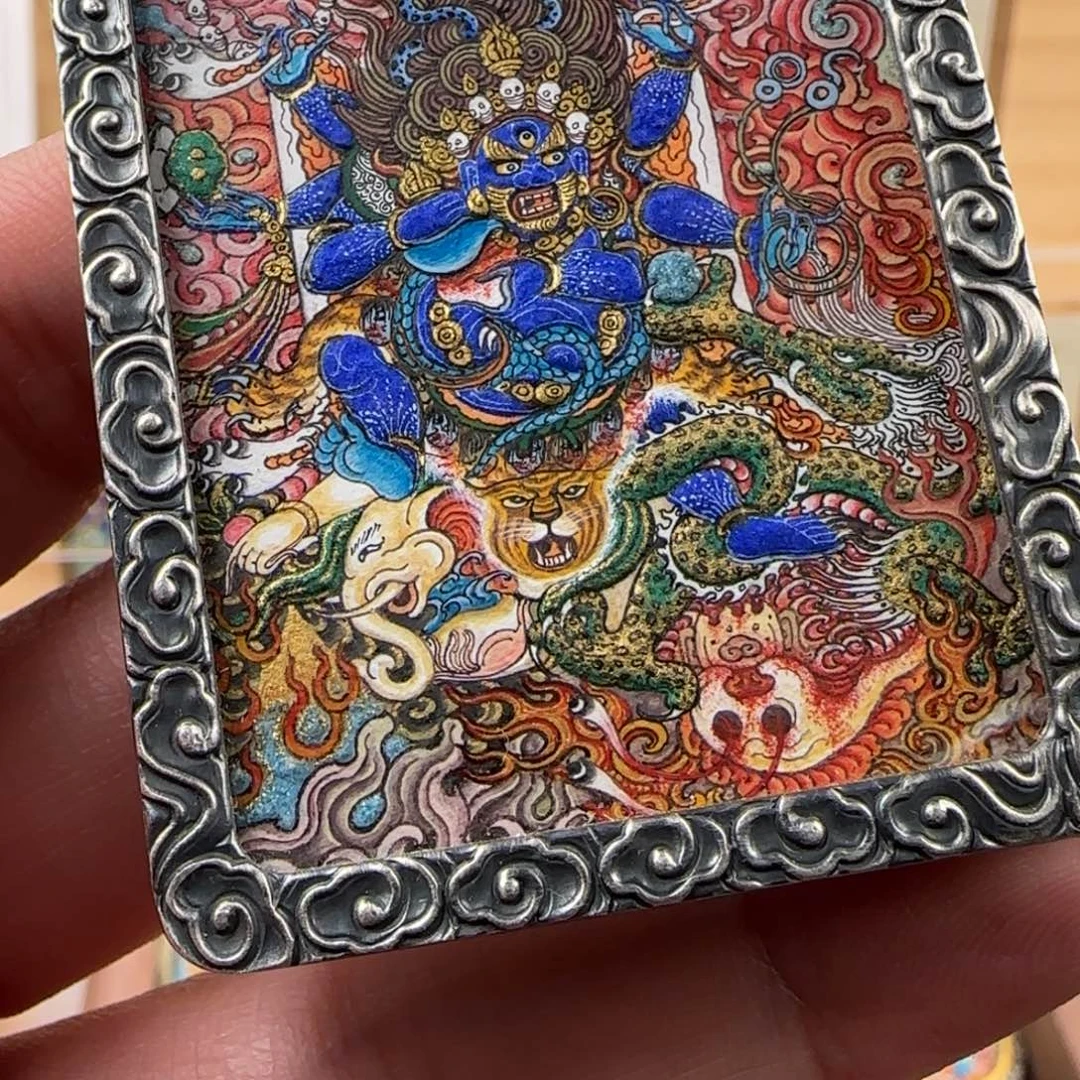 奋***7吊坠纯手绘小唐卡大黑天