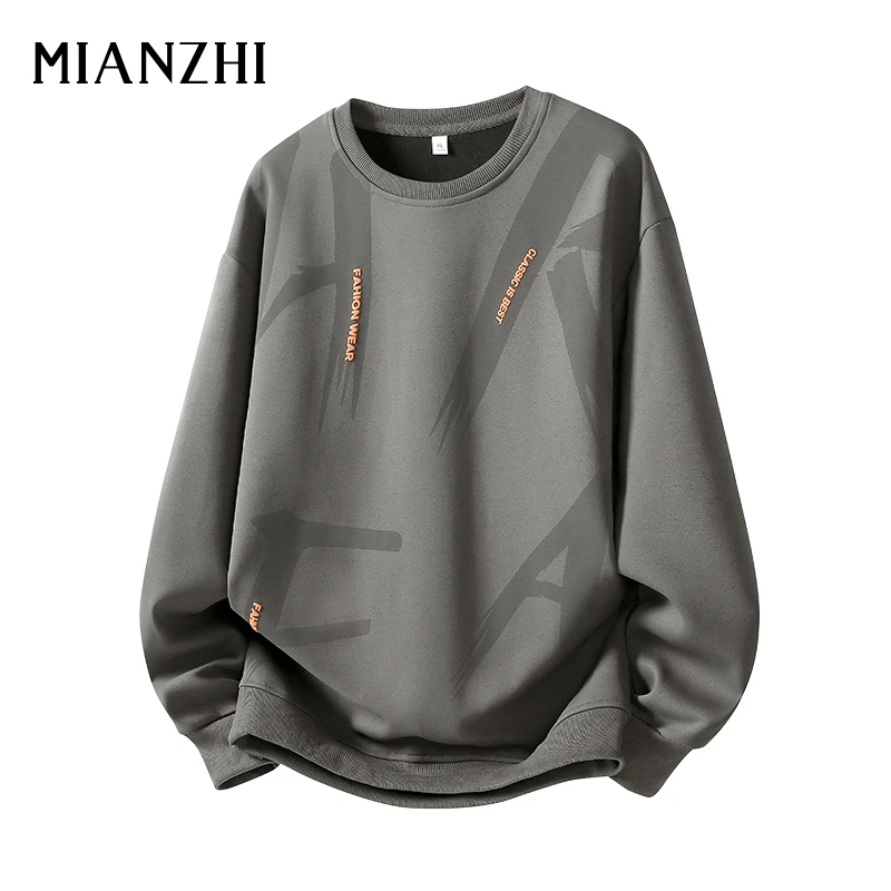 棉致美式复古印花卫衣男春秋季加肥加大码宽松百搭休闲长袖打底衫