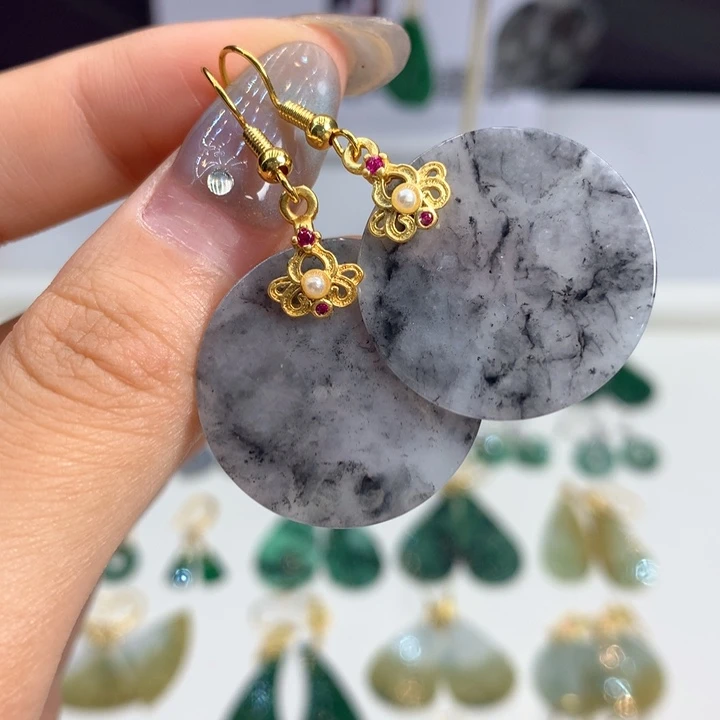 翡翠未镶嵌耳饰耳饰