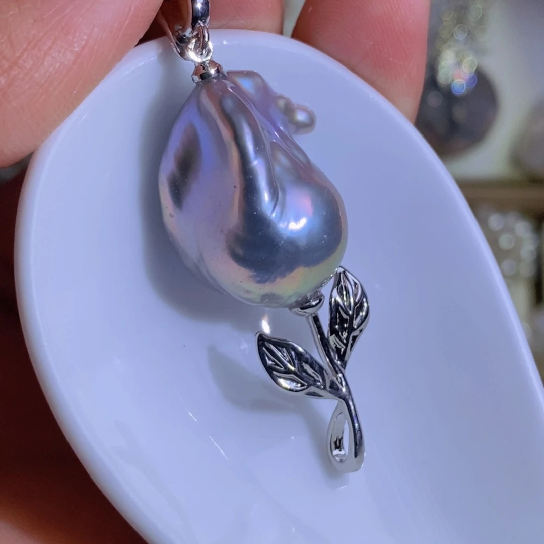 银S925镶嵌天然淡水珍珠淡水珍珠