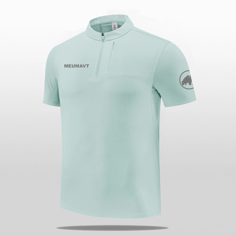 MEUMAVT猛犸立领半拉链象男士运动速干T恤弹力透气吸湿排汗健身