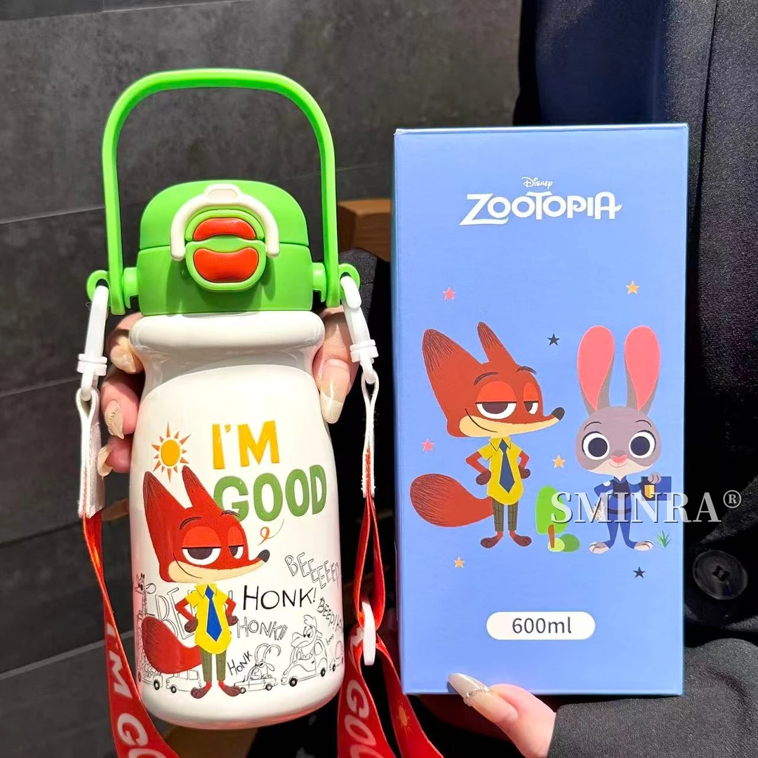 疯狂动物城联名保温杯朱迪尼克儿童水杯学生上学专用吸管杯子女生