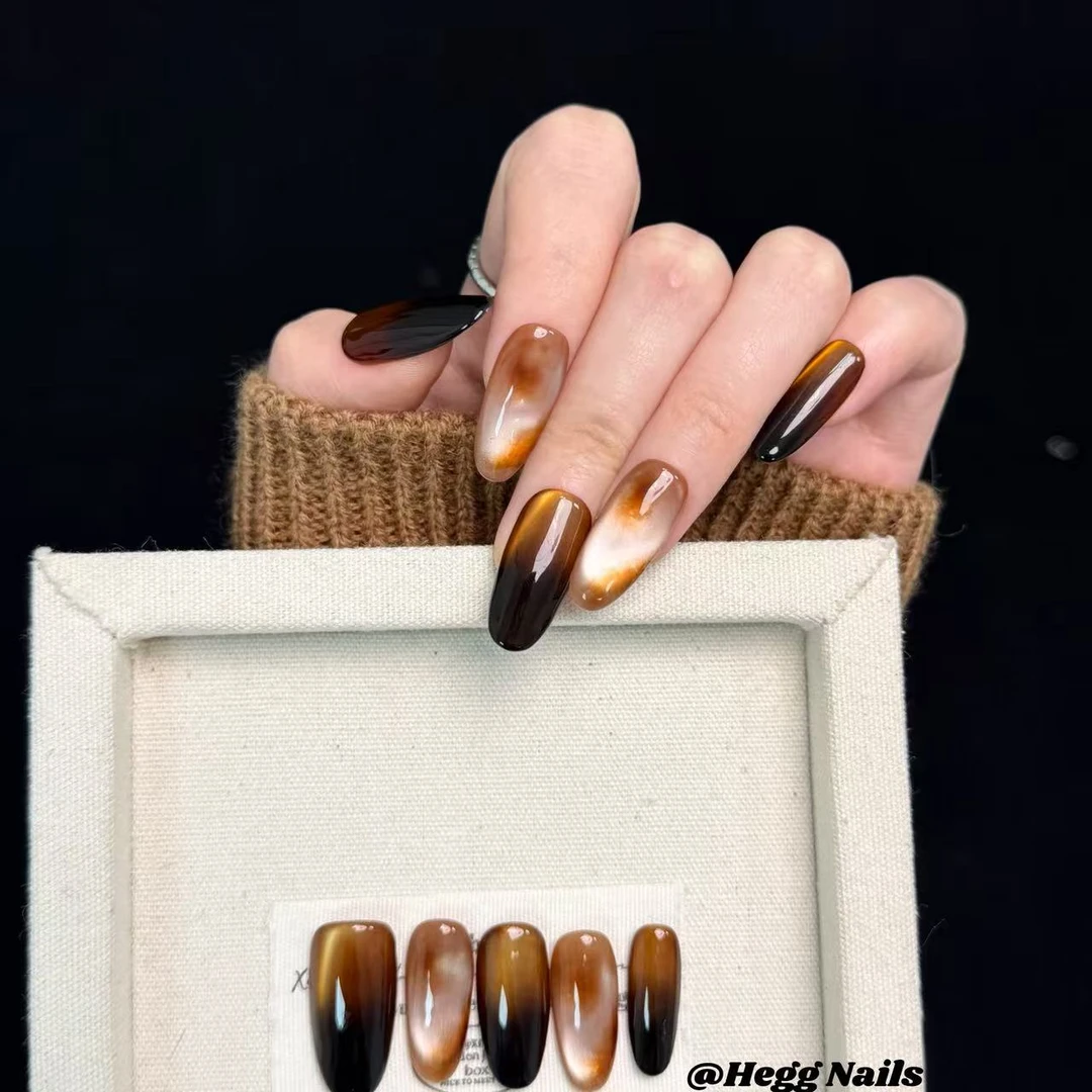 【蜂蜜焦糖】秋冬气质显白纯欲琥珀跳色小众设计穿戴甲