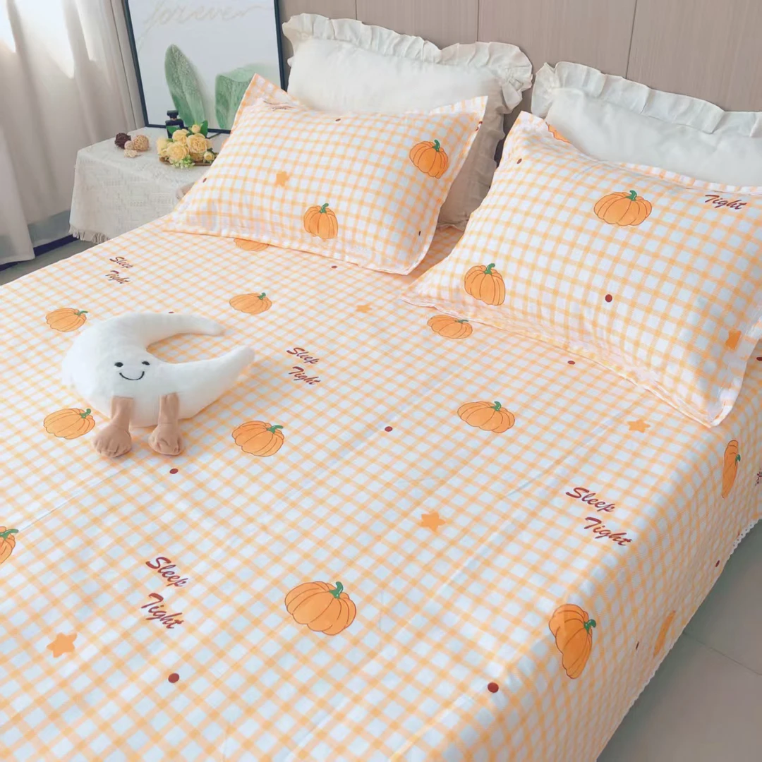 多尺寸床单枕套 四季加厚加密 原棉大帆布柔软贴身透气【桔南瓜】