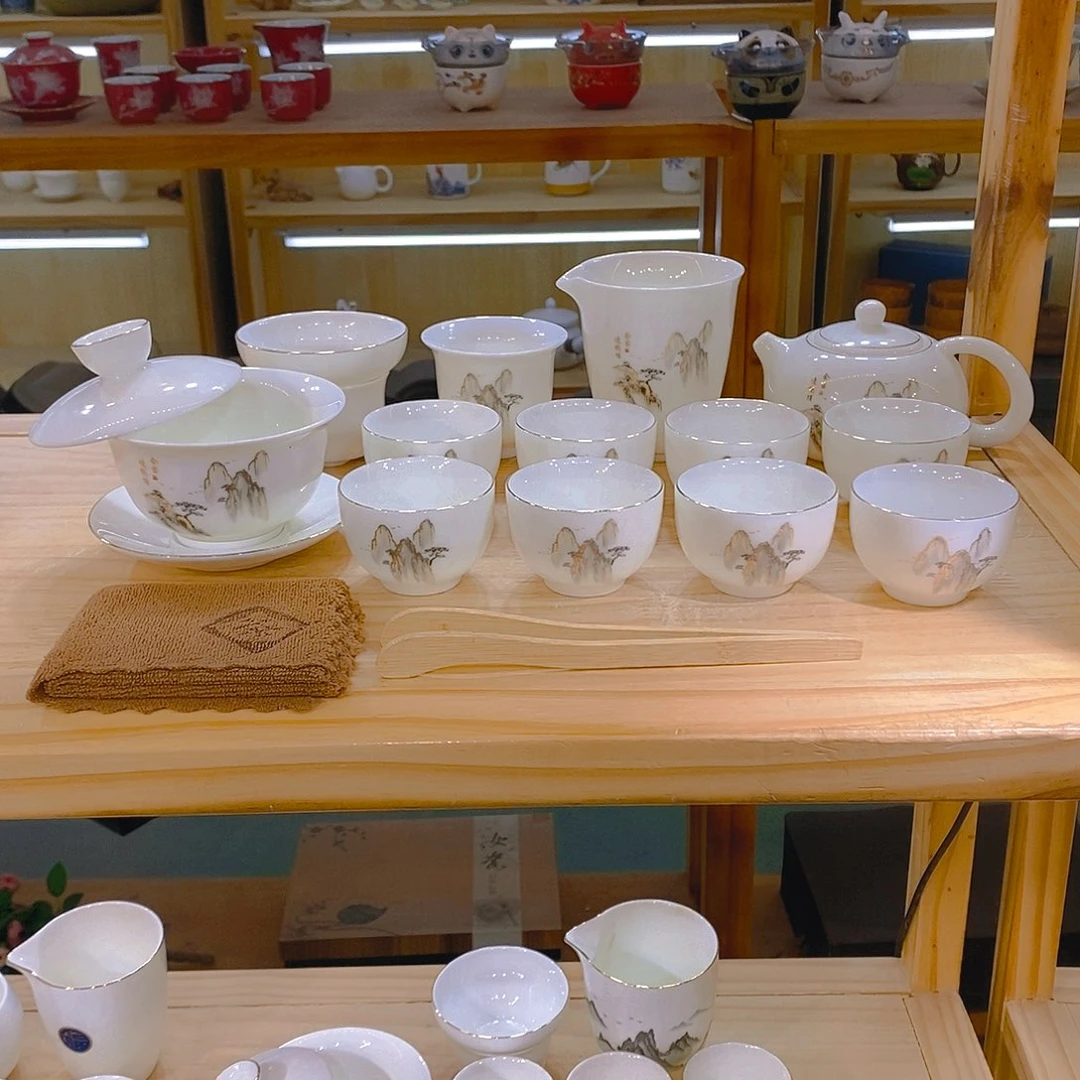 【不止】羊脂玉瓷茶具套装