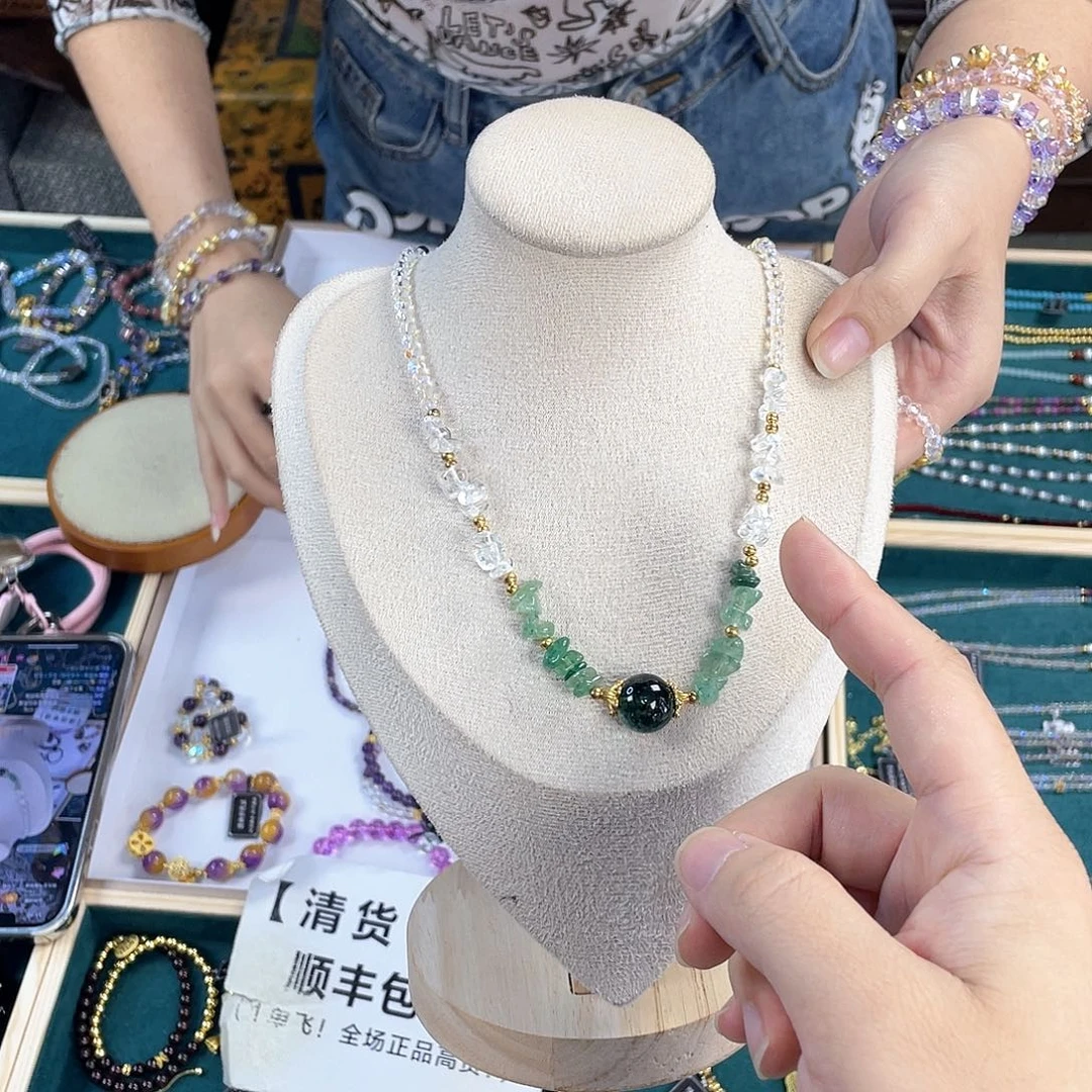 水晶手链银S925镀金镶嵌