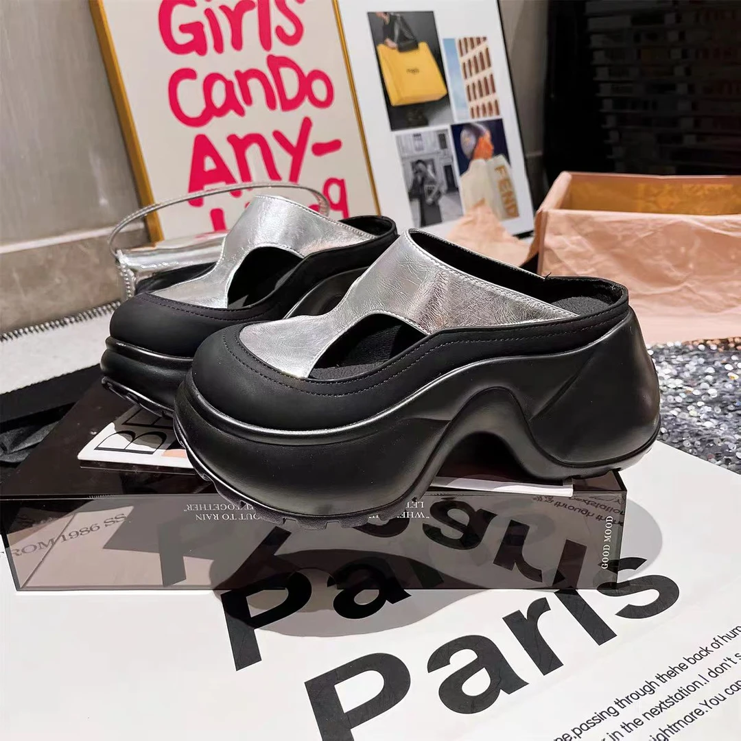 【燕】欧货包头拖鞋女2025夏季新款厚底松糕百搭凉拖女外穿休闲时尚