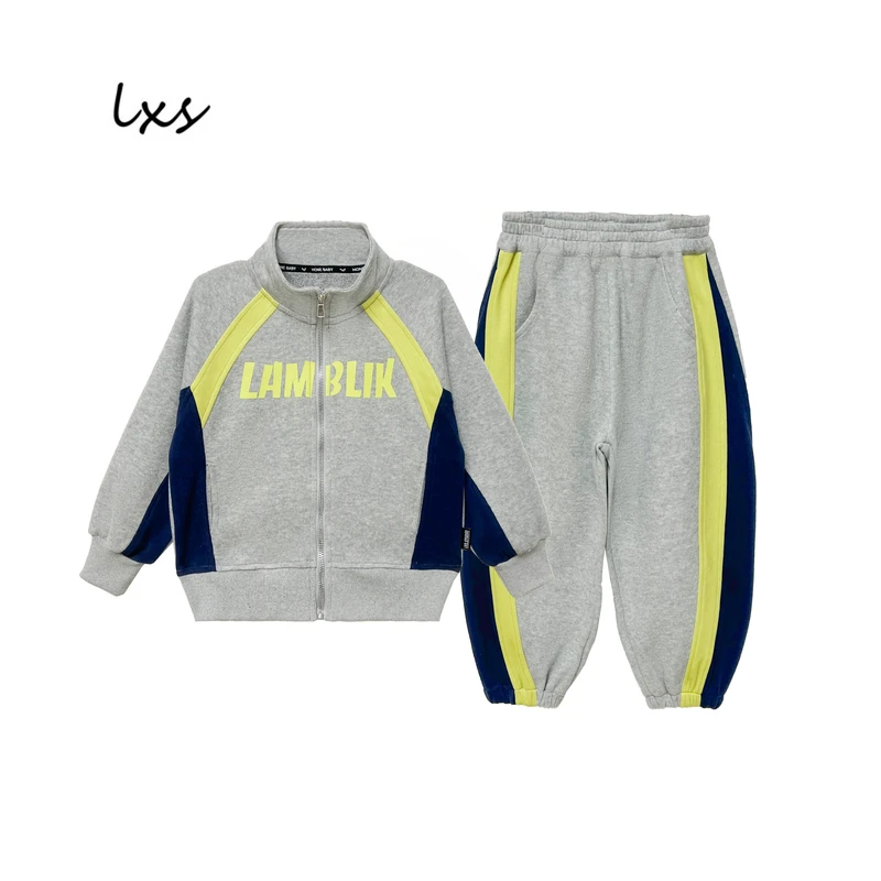 舅舅严选儿童春秋季韩版撞色休闲时尚百搭潮长袖外套帅气套装Q802