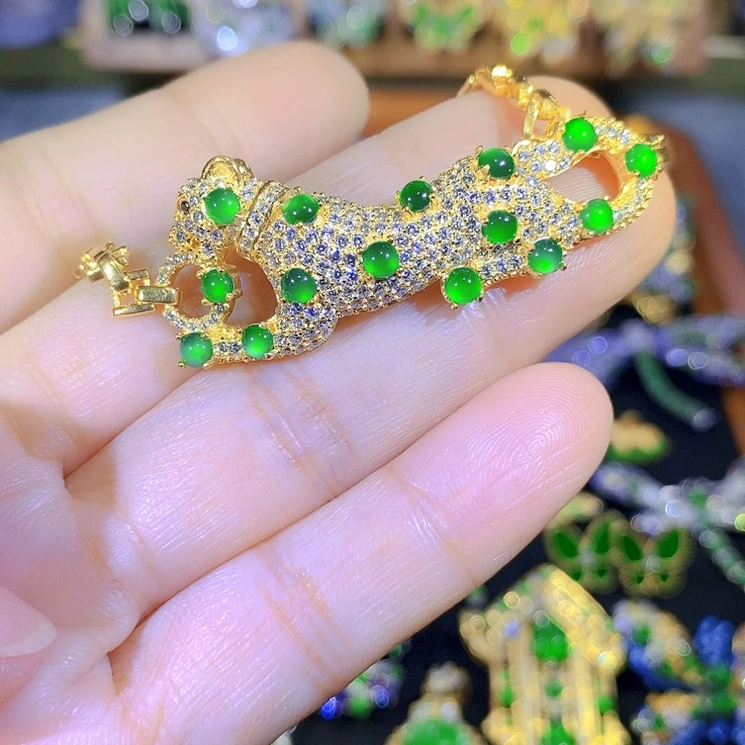 吊坠(不含链)银S925镶嵌翡翠