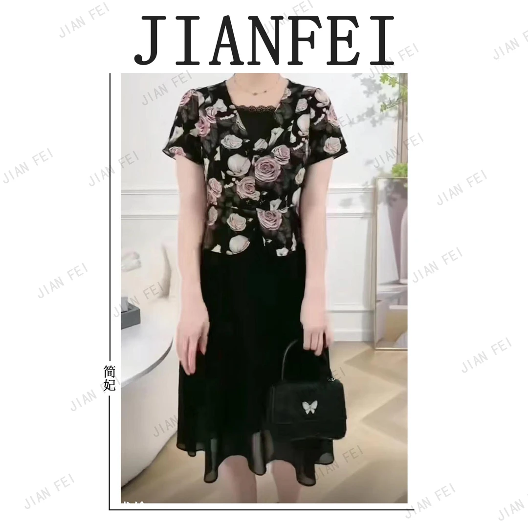 JIANFEI/简妃A908 女士连衣裙大码显瘦气质时尚休闲夏季减龄洋气