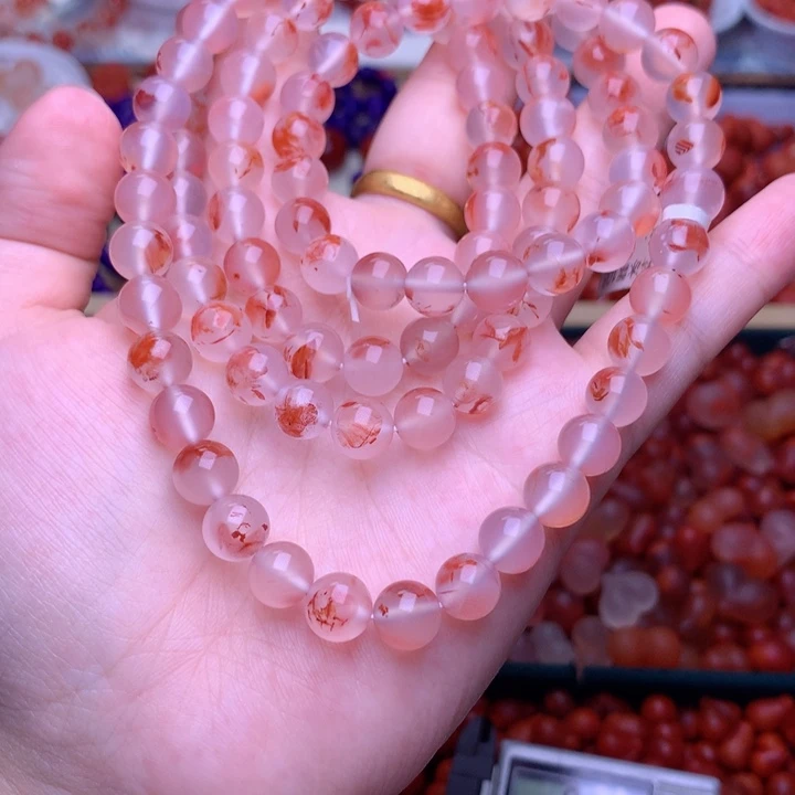 南红玛瑙屁桃未镶嵌冰飘多圈