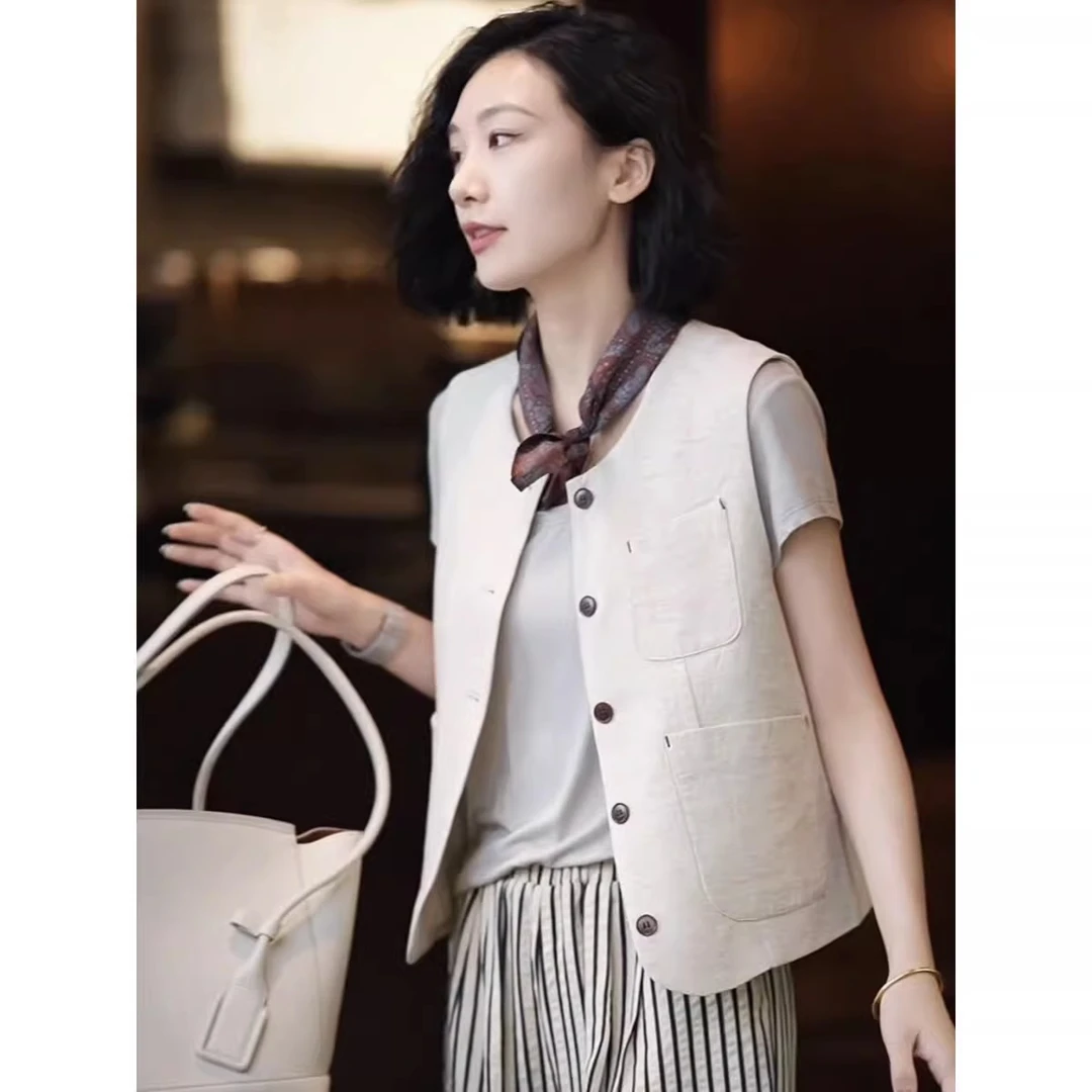 小香风法式外穿西装马甲开衫女士早春秋宽松显瘦气质背心上衣外套