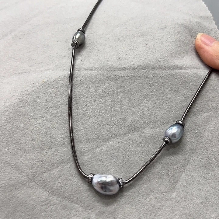 颈饰银S925镶嵌海水珍珠L*