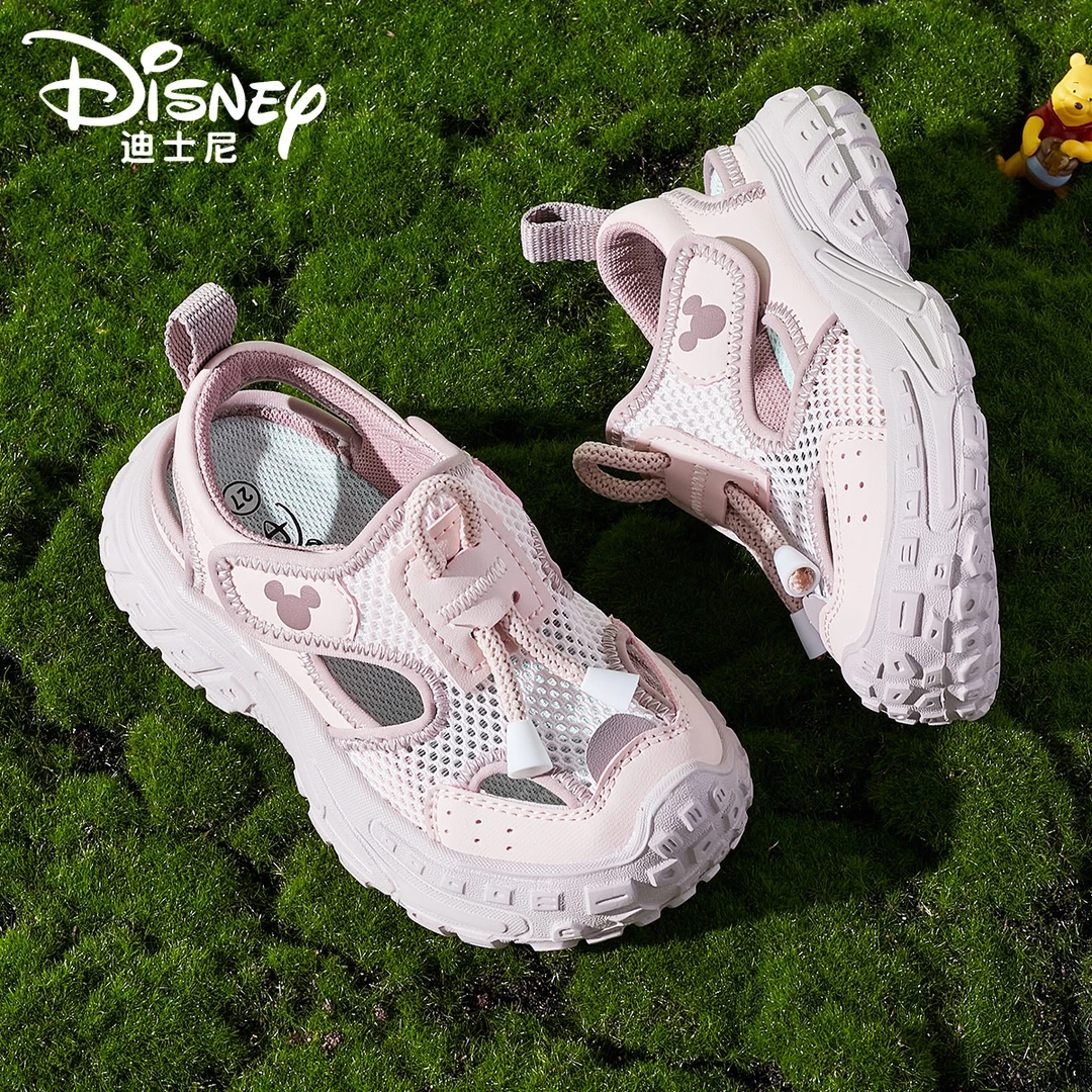 迪士尼儿童网鞋女宝新款包头运动凉鞋男童溯溪鞋夏防滑女童沙滩鞋