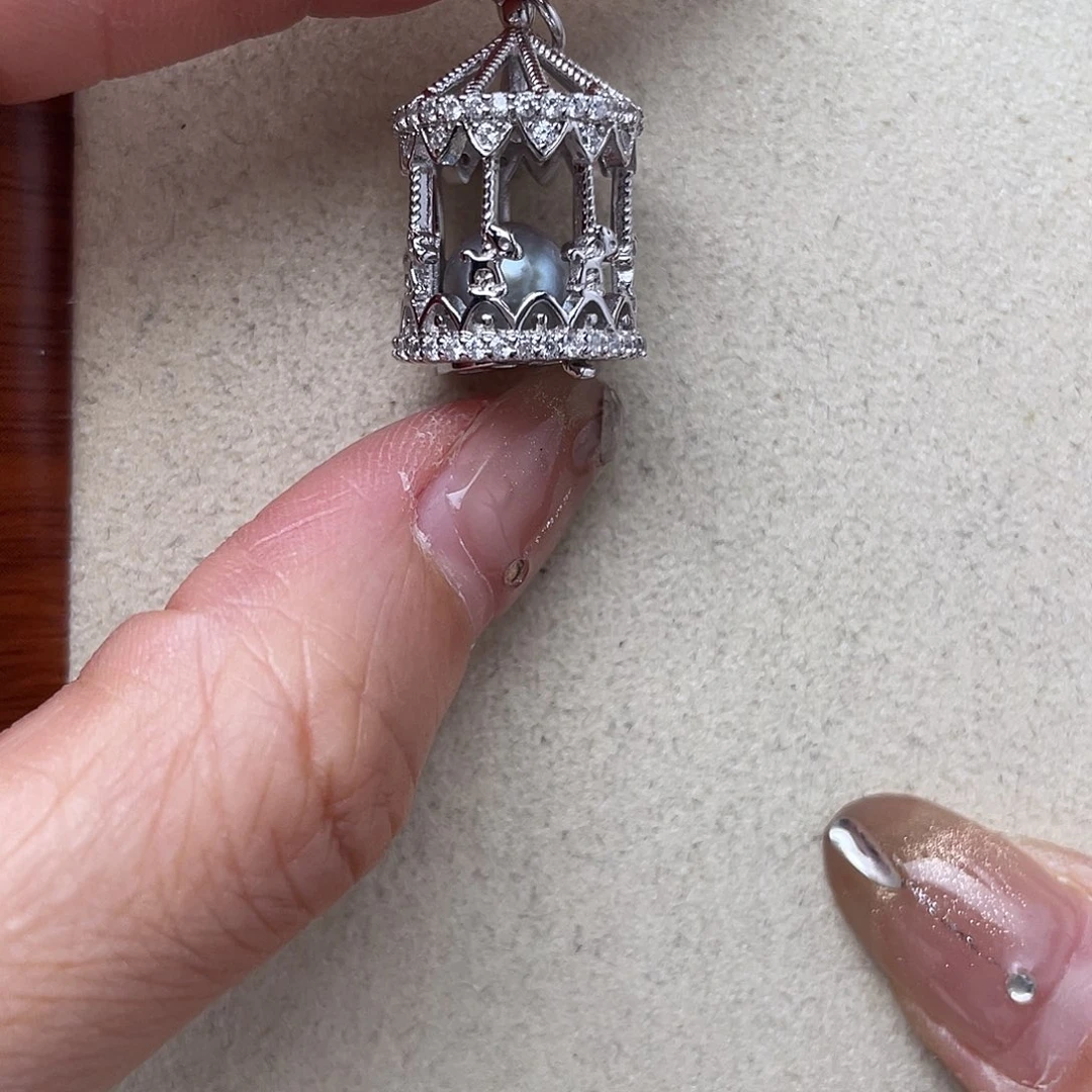 银S925镶嵌海水珍珠吊坠(不含链)