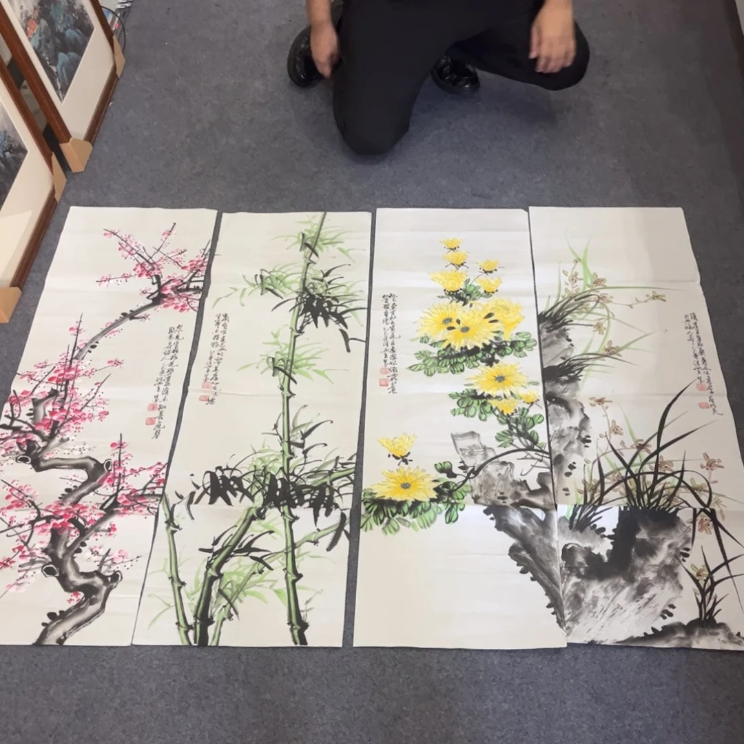 国画TD精品国画作品四条屏