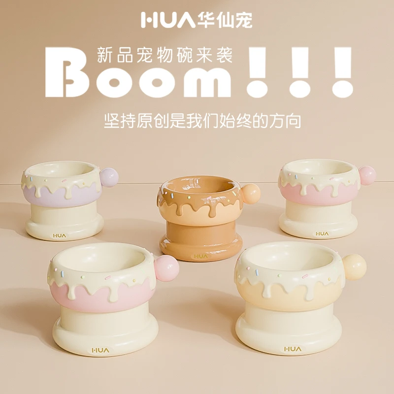 【央妈推荐】恒温猫碗双子星陶瓷猫碗高脚宠物碗双碗加热猫食盆水碗