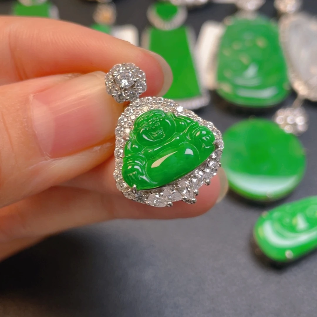 翡翠银S925镶嵌吊坠(不含链)