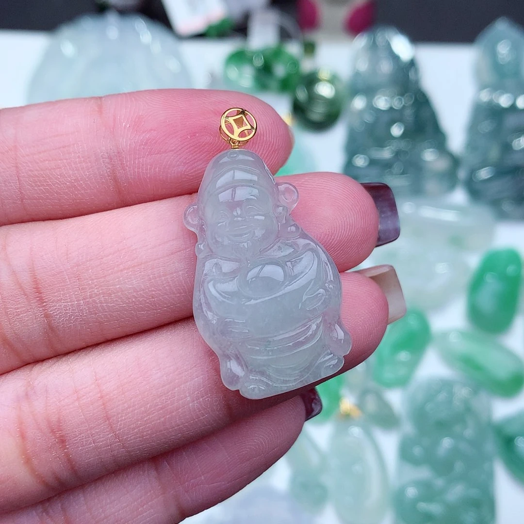 翡翠吊坠(不含链)18K金镶嵌