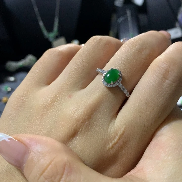 一***鼠翡翠银S925镶嵌戒指