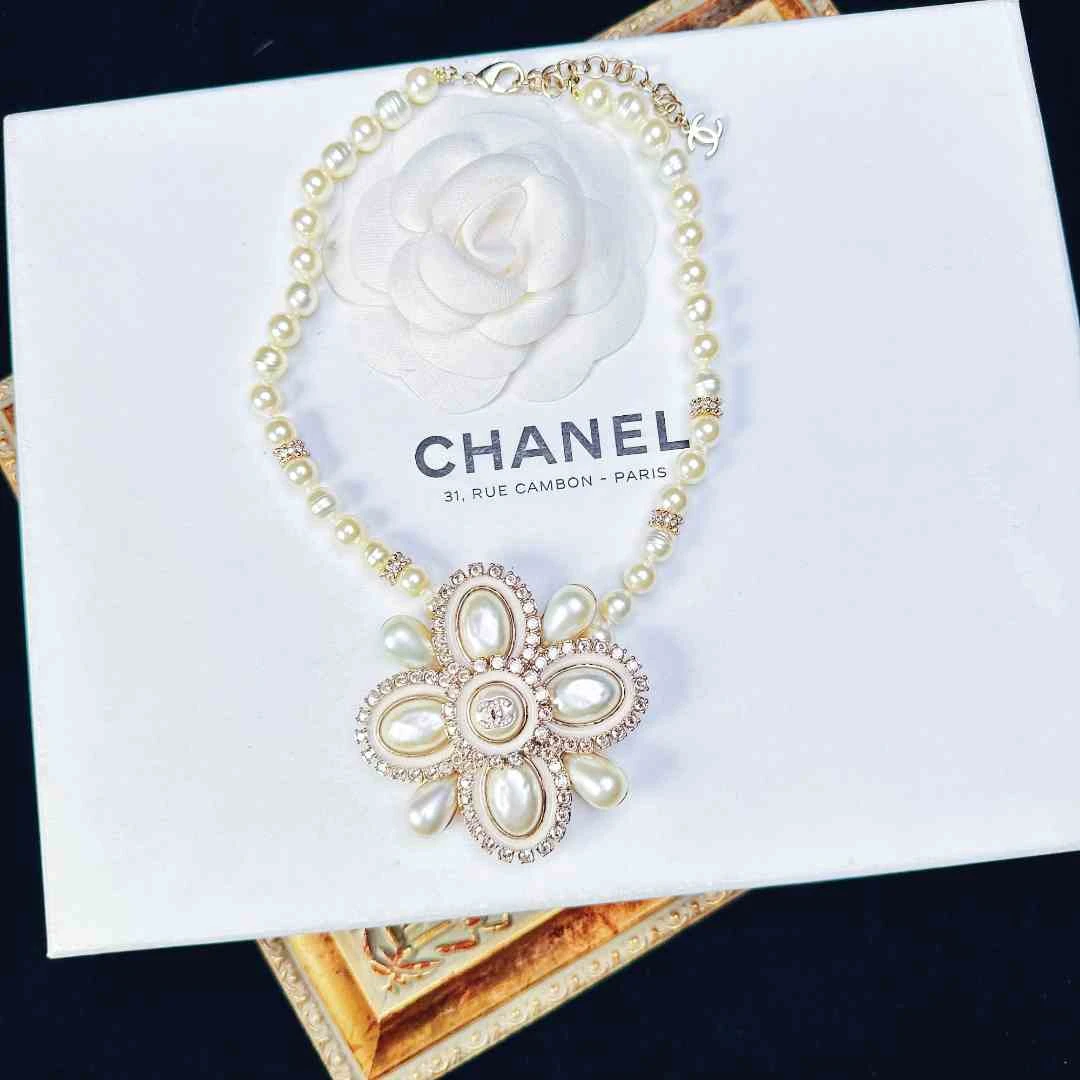 95新 Chanel/香奈儿 柚礼中古/香奈儿雪花珍珠项链lj508037