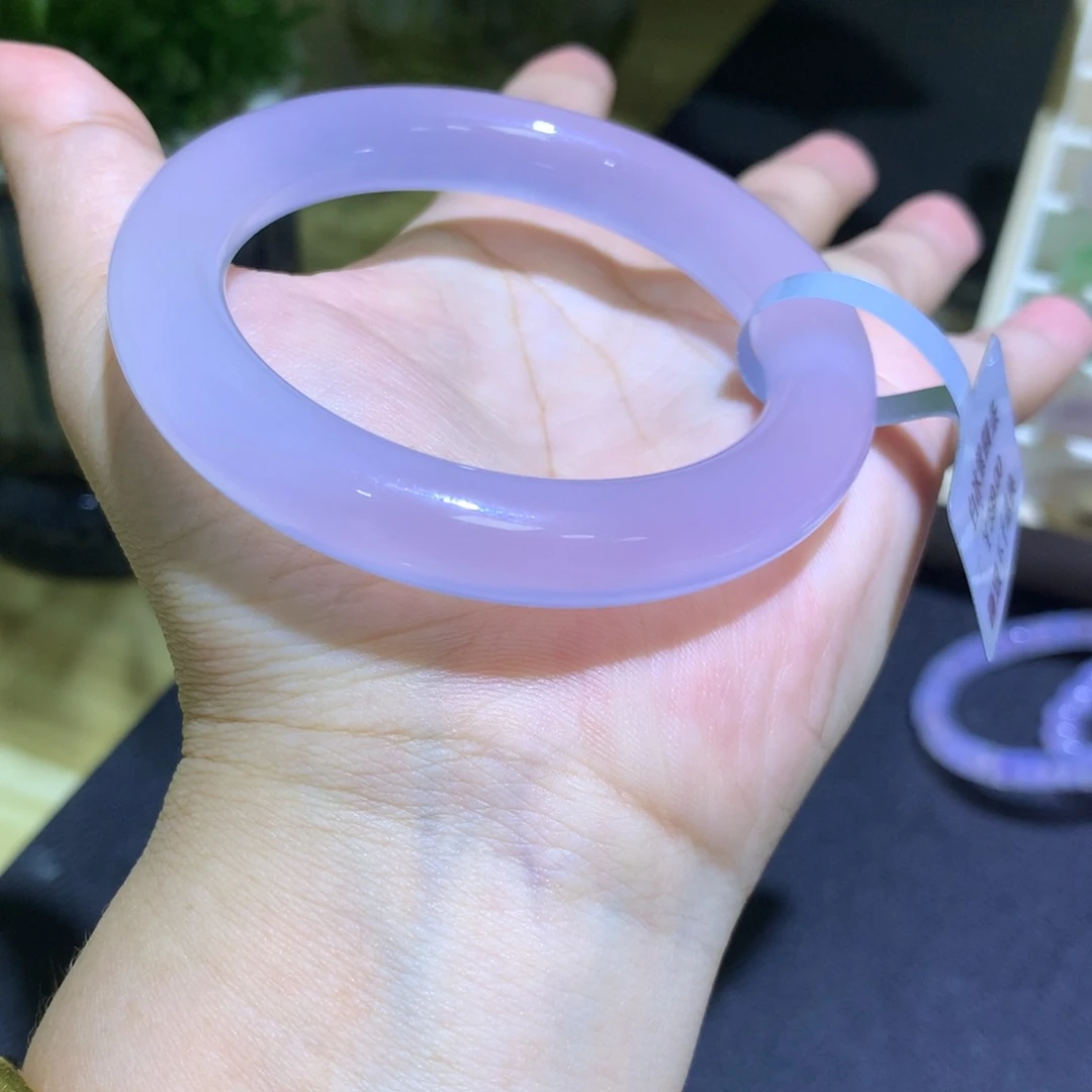 玛瑙/玉髓未镶嵌手镯冰紫圆条
