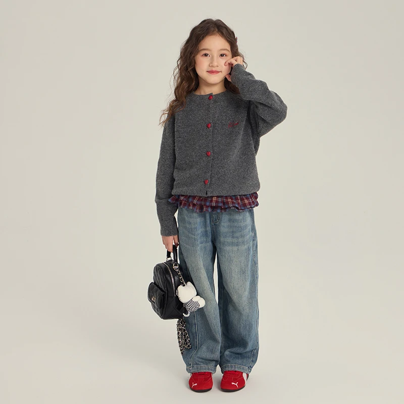 【新品】女童韩版刺绣针织开衫2025秋冬儿童毛衣外套上衣潮25F212