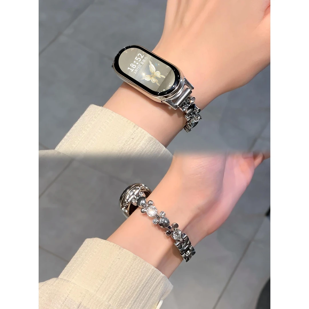 UhADa适用小米手环10表带时尚金属新款可爱鼠智能小米手环9表带女