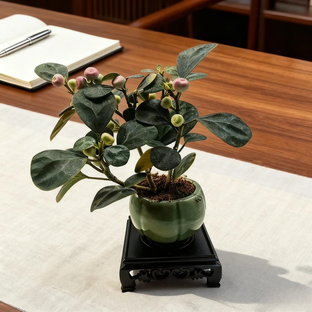 小盼菩提树盆栽带果老桩盆景办公室绿植客厅桌面植物室内禅意摆件