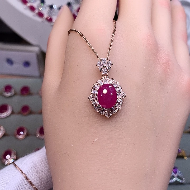 颈饰红宝石银S925镶嵌