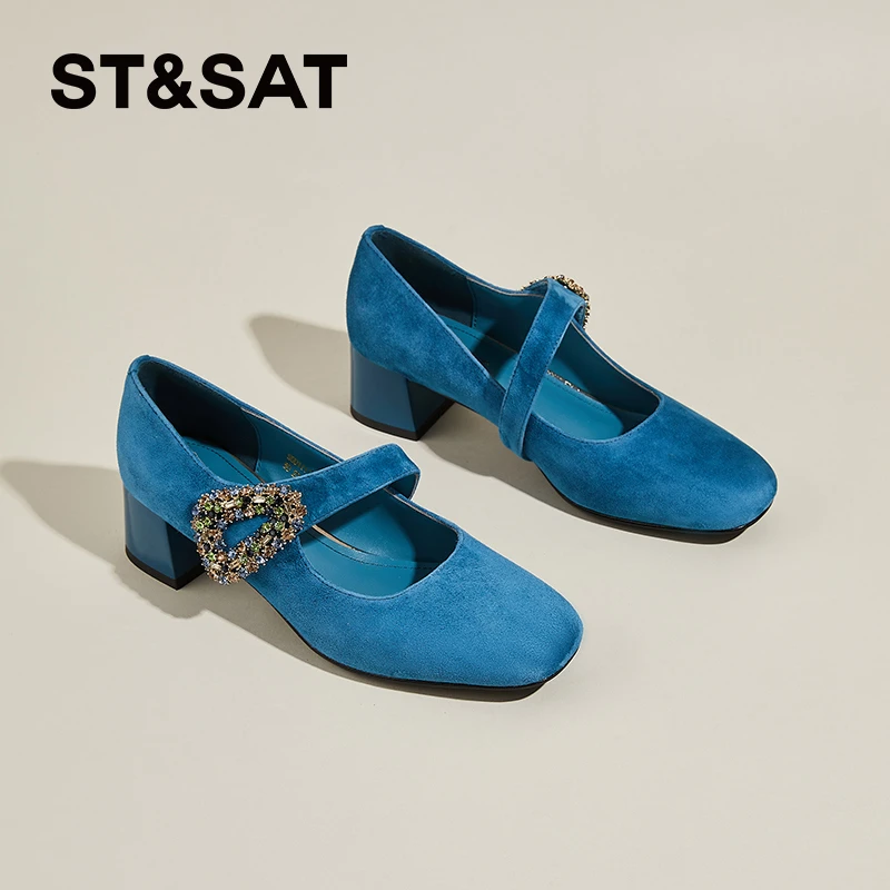 星期六时尚浅口坡跟女鞋2025秋季新款法式气质百搭轻便玛丽珍单鞋