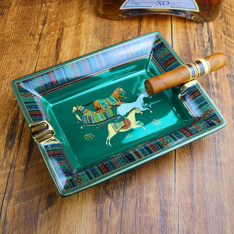 高档陶瓷雪茄烟灰缸欧式客厅奢华大号个性KTV雪茄烟缸家用潮流