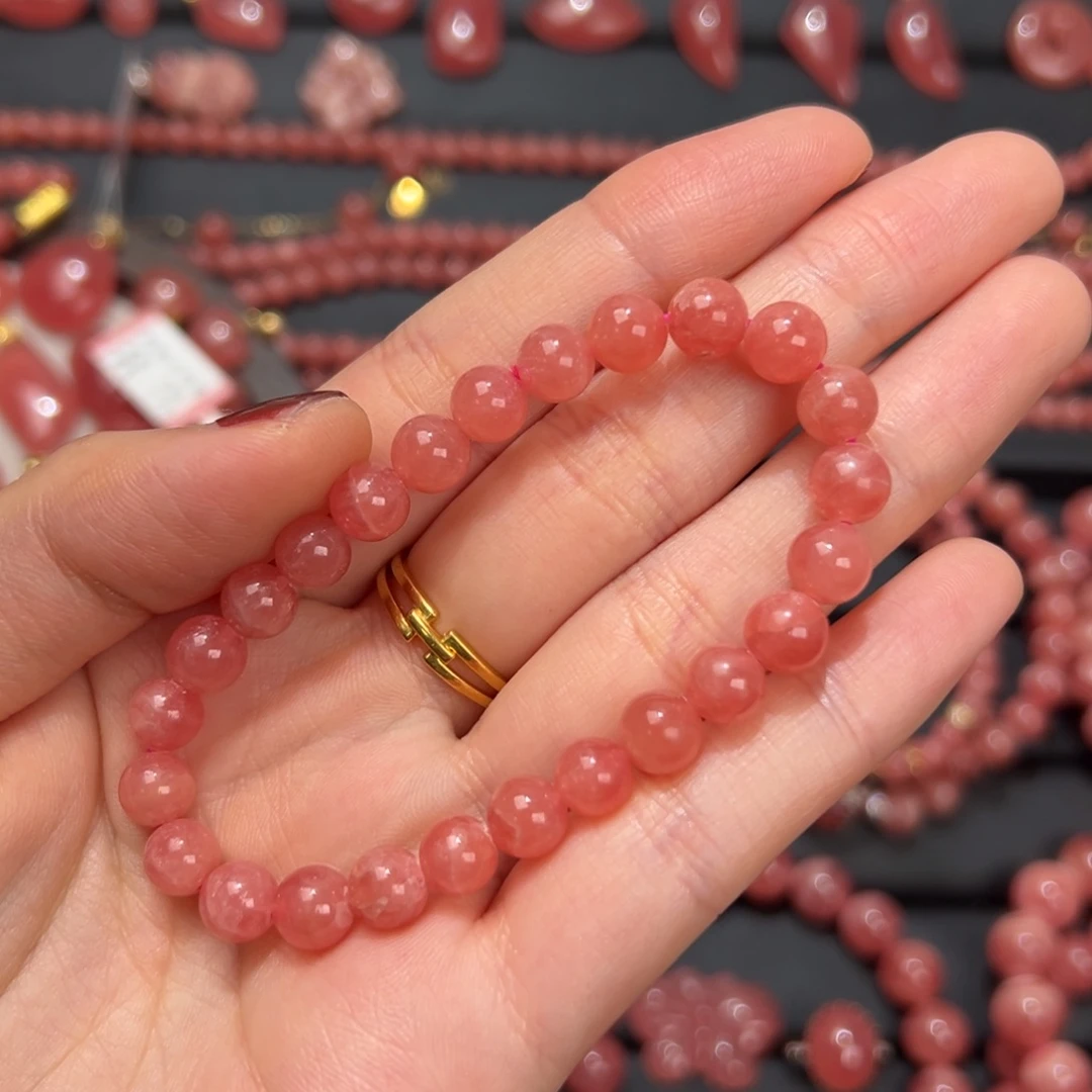 菱锰矿（红纹石）未镶嵌手绳