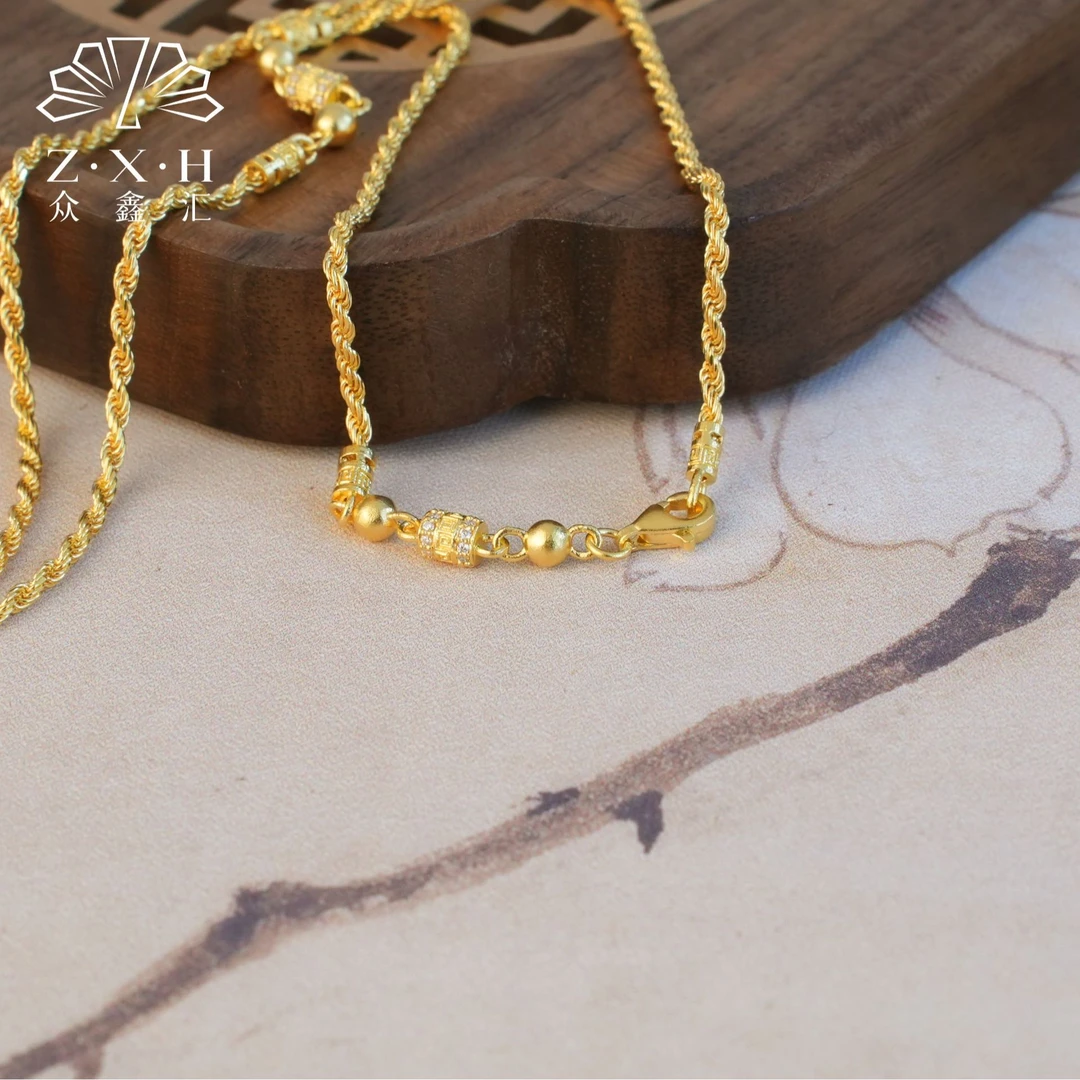 {众鑫汇}足金999 莫桑点钻麻花（龙虾扣）万能链  (大克重）