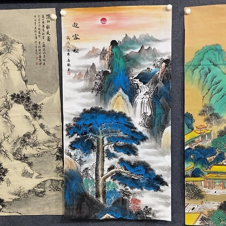 国画四尺迎客松一副