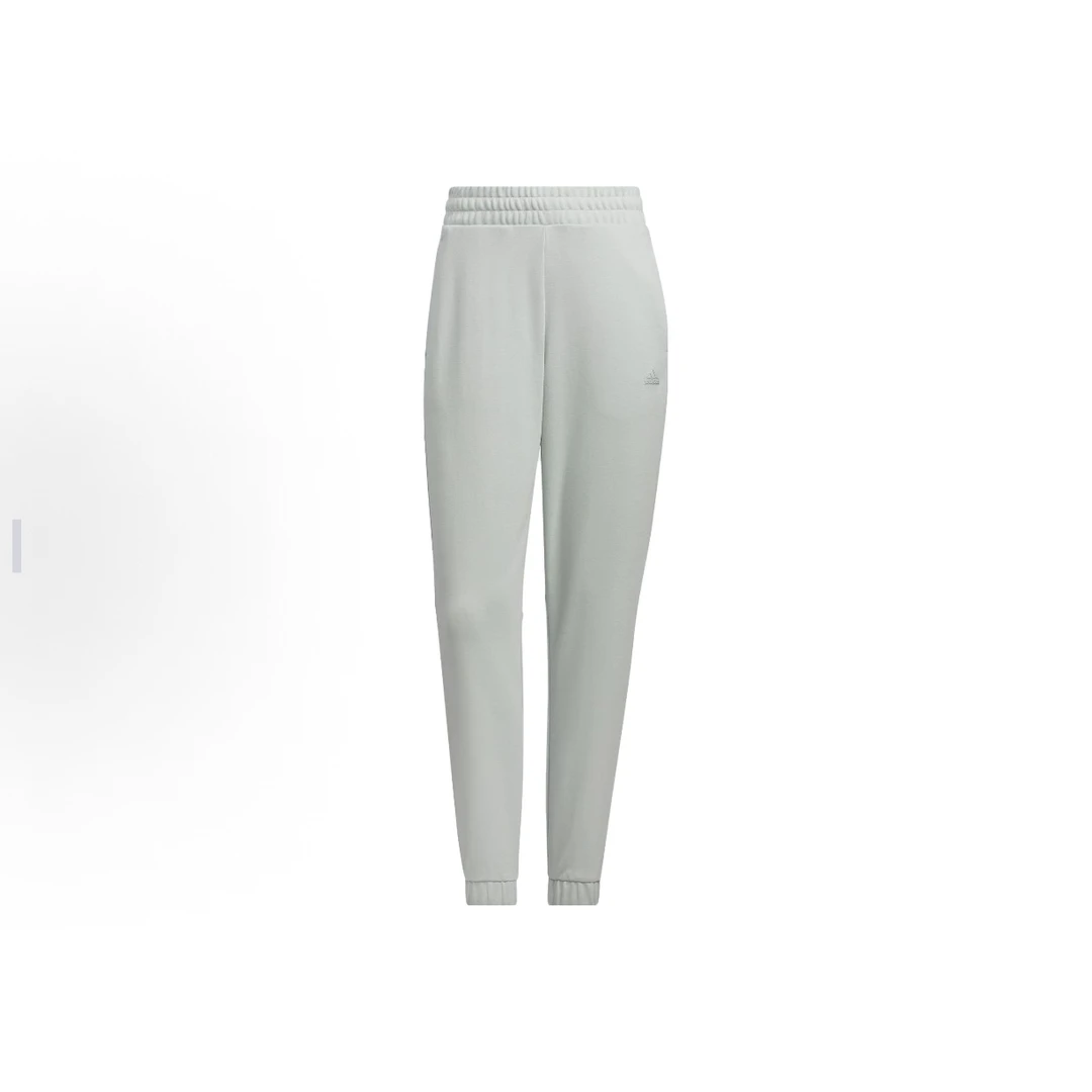adidas City Escape标识松紧腰束脚针织运动裤 女款 银灰IS6766