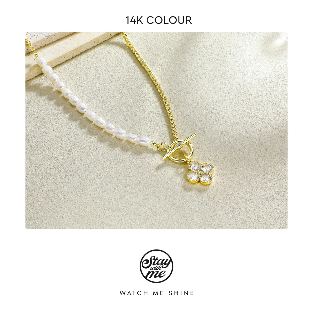 STAY WITH ME 铜合金合成锆石项链 小众设计N1251项链