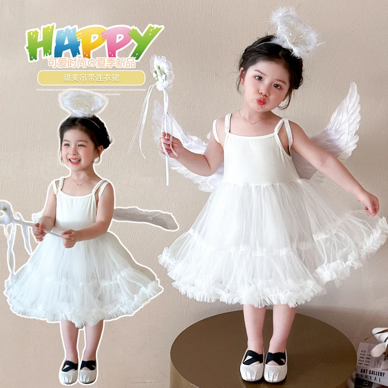 女童连衣裙2025夏季儿童六一儿童节表演服小童网纱生日公主蛋糕裙