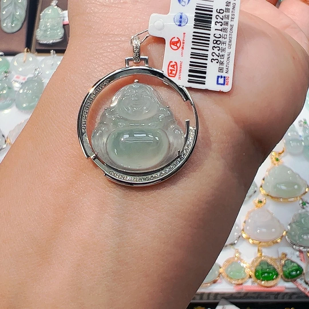 吊坠(不含链)18K金镶嵌翡翠佛公