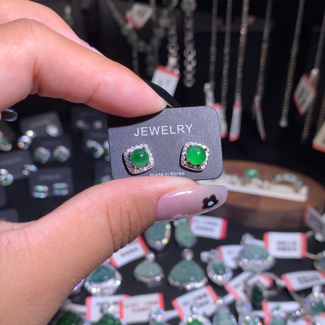 翡翠未镶嵌耳饰耳钉