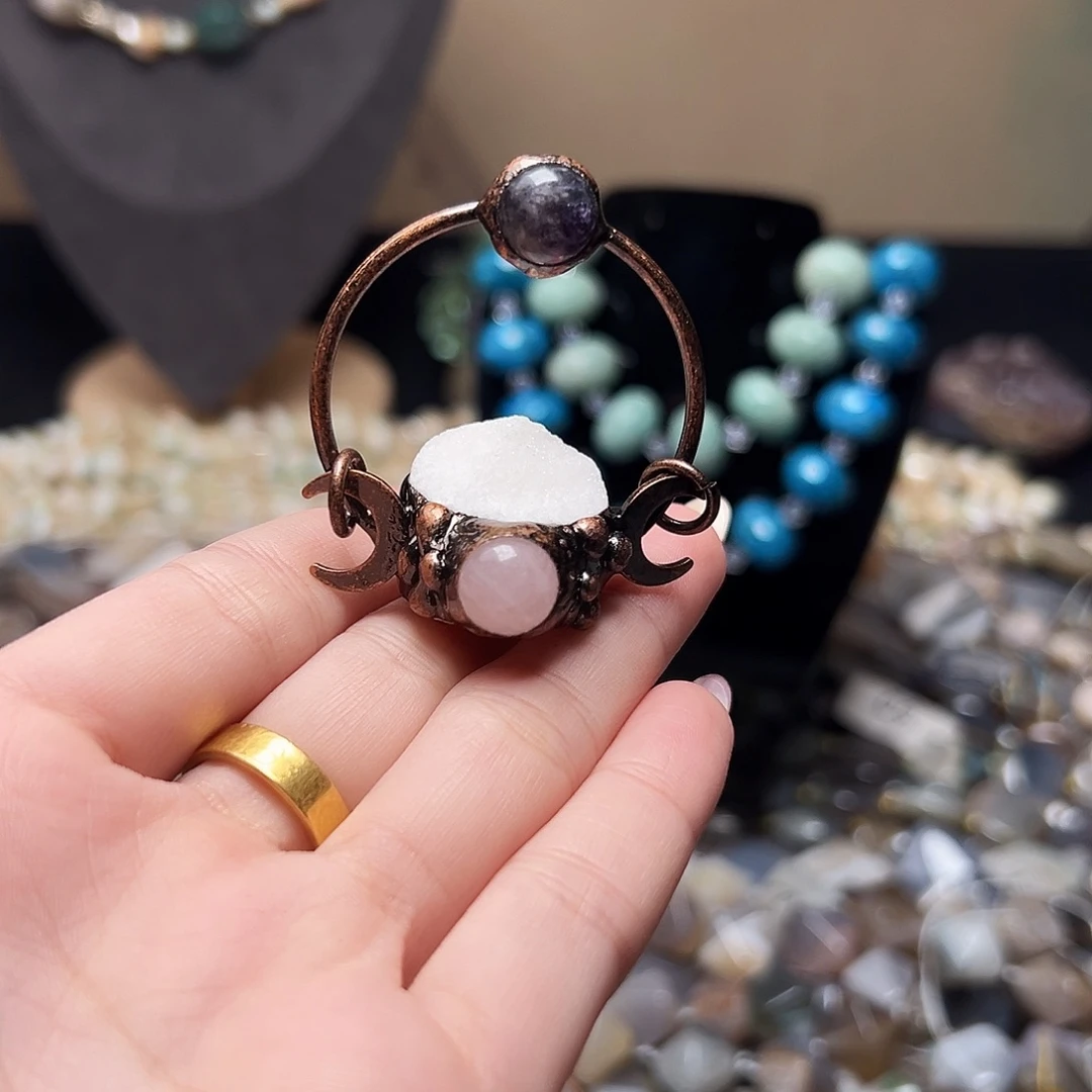 玛瑙/玉髓合金珠宝半成品d575 晶体 吊坠一颗