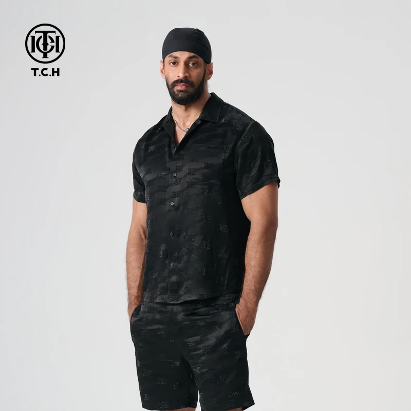 TCH 2025轻奢夏季新款烫钻个性潮流宽松衬衫男女同款T72B136006