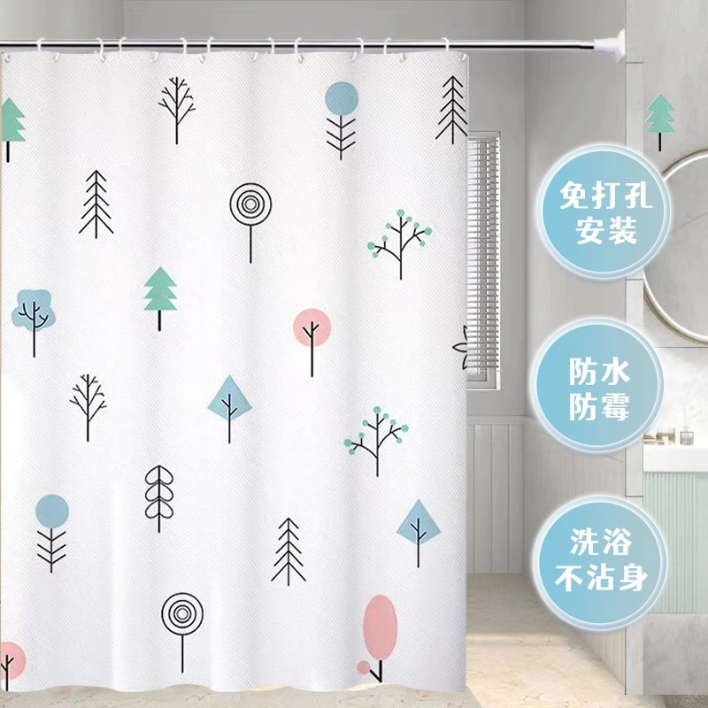 保暖涤纶浴室防水浴帘防霉布帘卫生间挂帘门帘隔断帘免打孔隔断帘