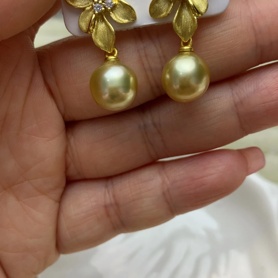 银S925镶嵌海水珍珠耳饰