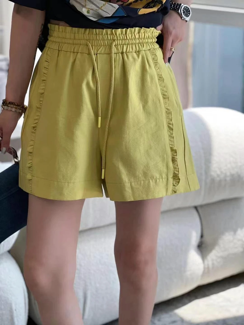 【BAI】复古木耳边阔腿短裤女夏外穿薄款宽松32873
